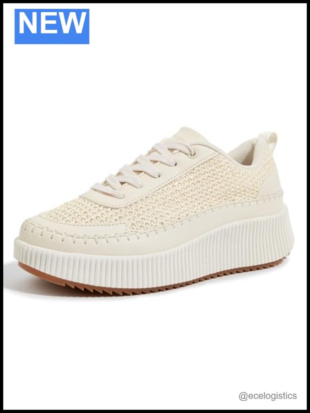 Woven Platform Sneakers Lace Up Casual Walking Shoes Chunky Retro Trainer